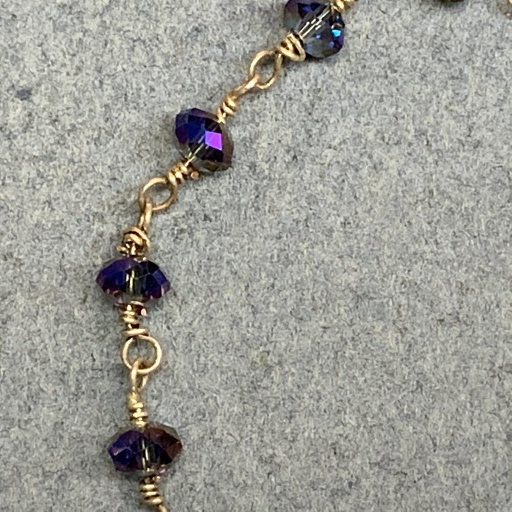 Iridescent Faceted Toggle Bracelet 7.5 In Silver Chain Blue Purple Green Beads - Picture 5 of 6